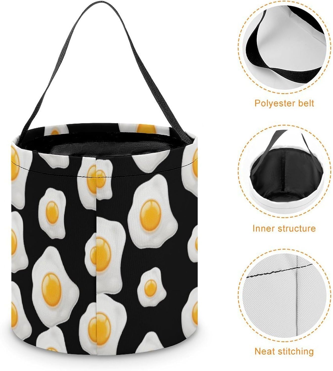 Fried Egg Halloween Treat Bag Reusable Candy Basket Tote Goody Bags Gift Party