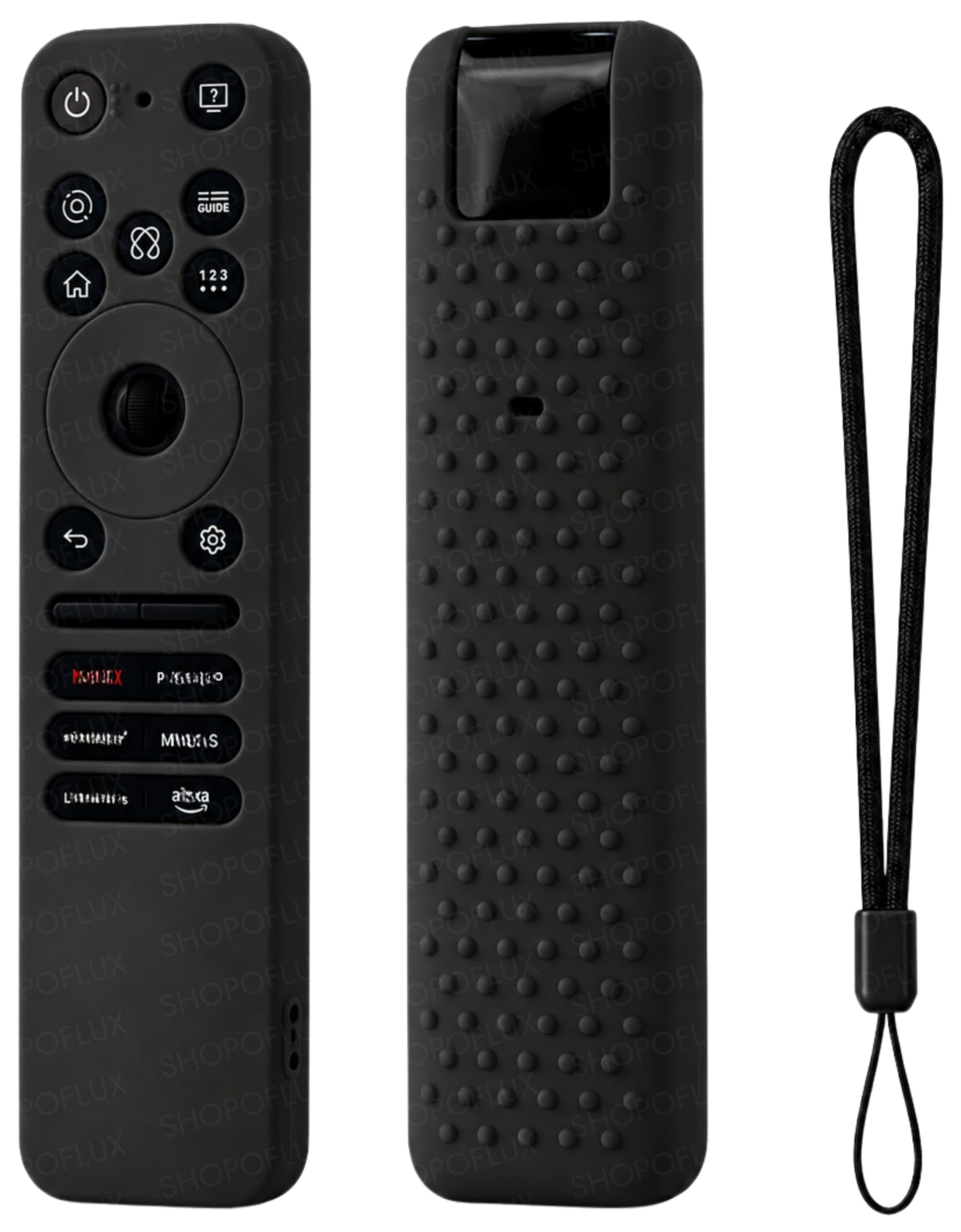 Shopoflux Silicone Tv Remote Cover Compatible with LG Smart TV Remote Full Wrap Protective Case with Lanyard [Remote NOT Included] (Black)