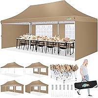 Vista 21 de COBIZI 10x10 Gazebos desplegables en oferta 11x11 Tienda de campaña con toldo fácil de montar al aire libre, Gazebo impermeable portátil