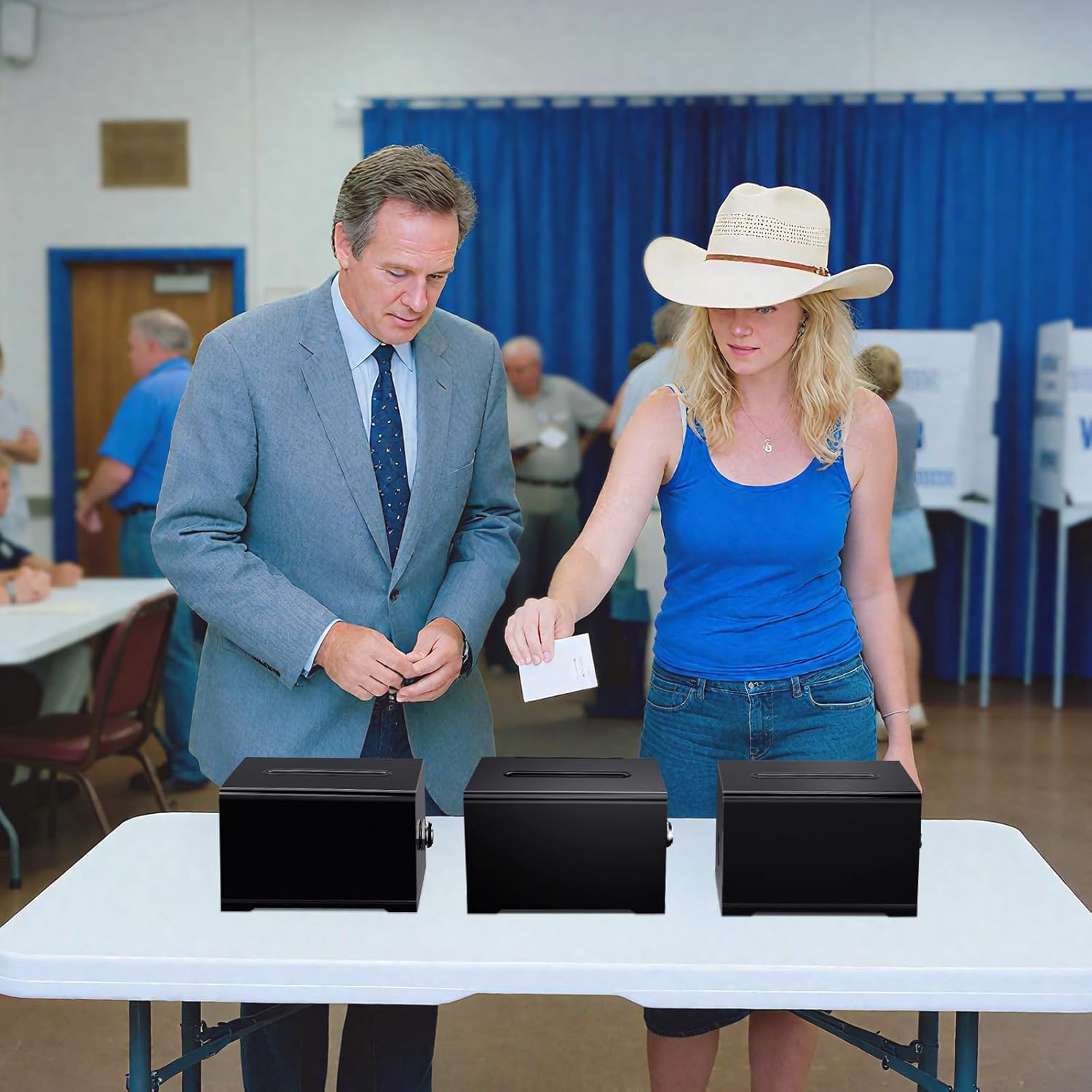 VZZNN 4 Pack Acrylic Donation Box with Lock, 6.2 x 4.6 x 3.9 Inch Ballot Box, Raffle Ticket Box, Tip, and Suggestion Collection for Fundraising and Events (Black)