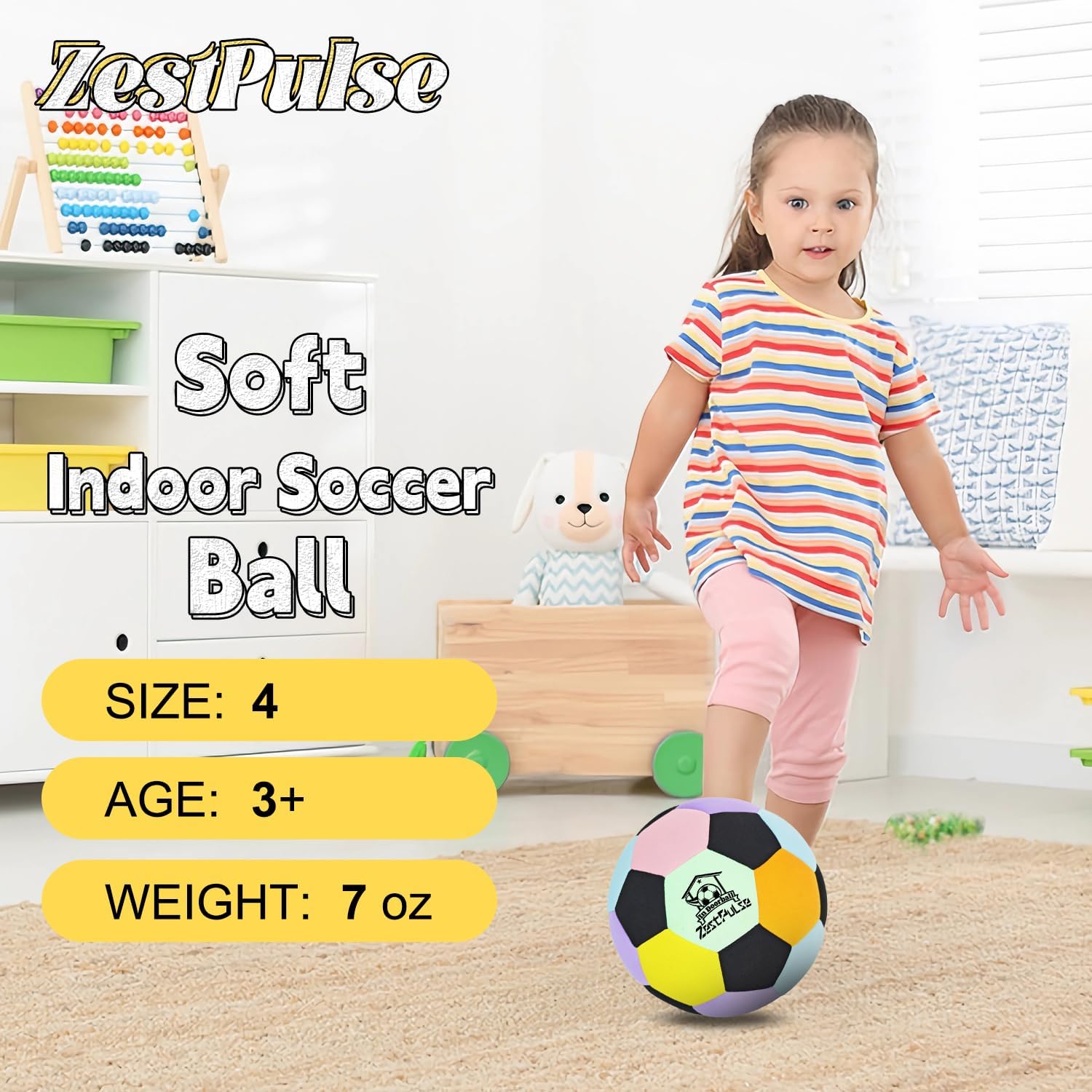 Soft Indoor Soccer Ball Size 4 - Fun Silent House Ball for Kids & Teens Indoor Dribble Training, Perfect Holiday for Boys & Girls Ages 3-12