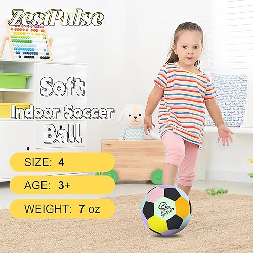 Miniatura 6 de Balón de fútbol suave para interiores, tamaño 4, divertida pelota silenciosa para niños y adolescentes, entrenamiento de drible en interiores