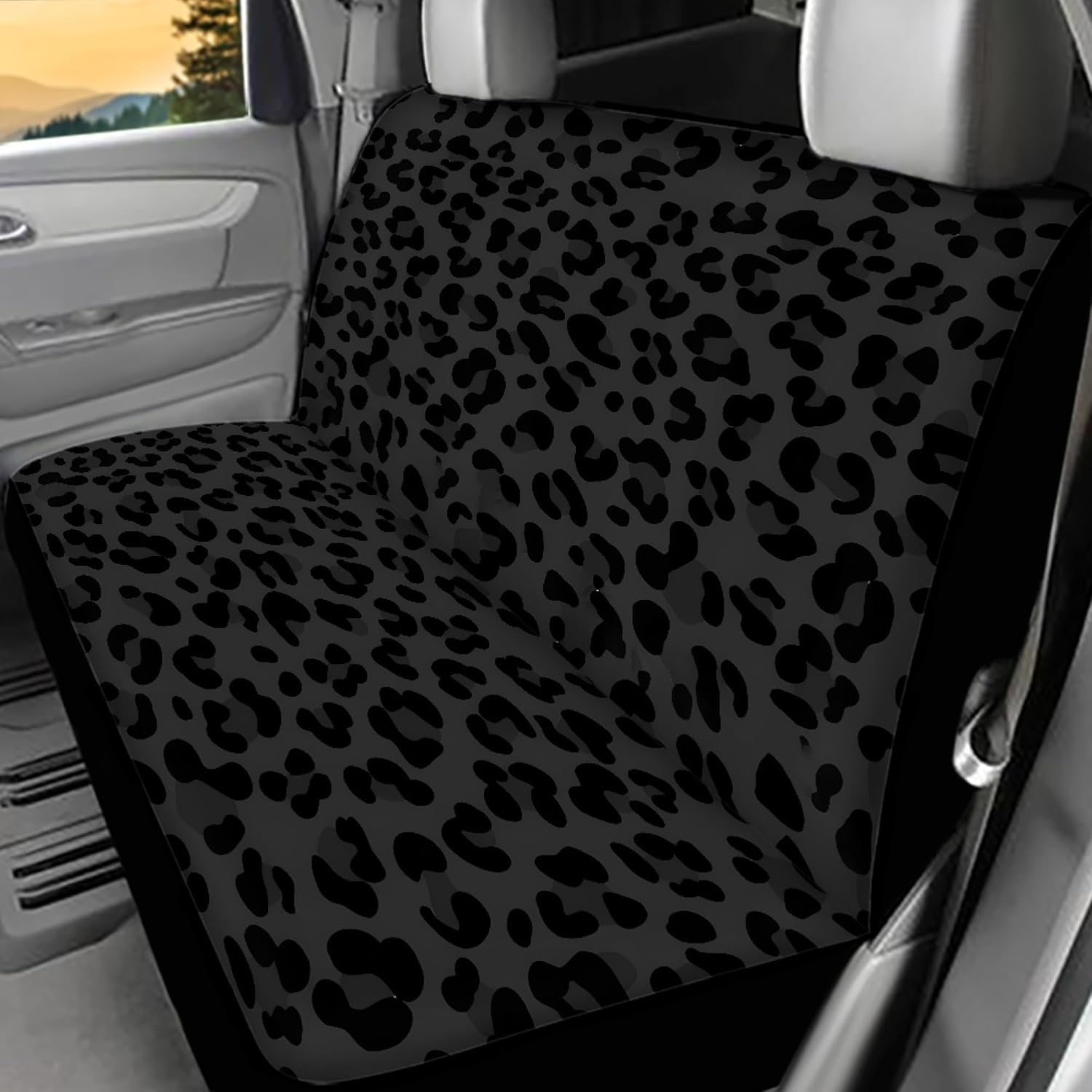 Black Cheetch Print Car Seat Cover for Bench Seat, Fashion Waterproof Back Seat Cover Protector Universal Fit Cars,Trucks,SUV,Sedan