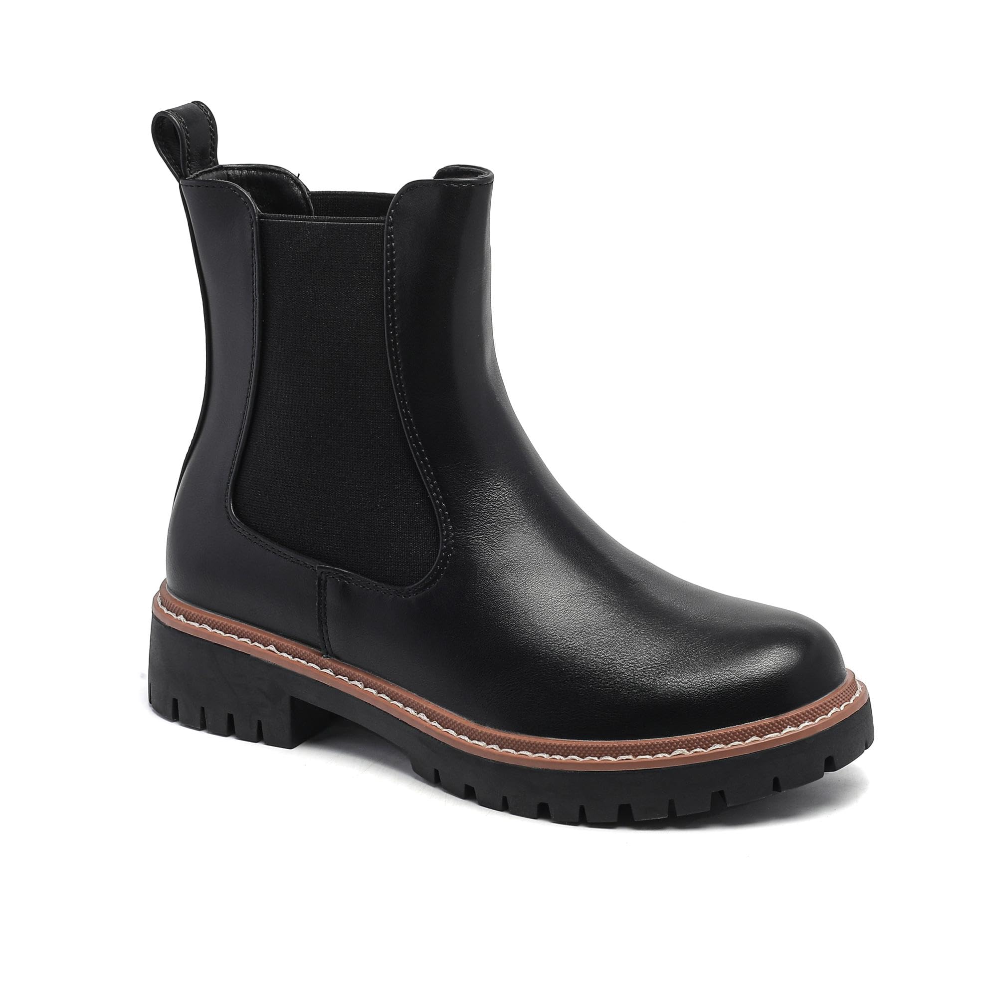 Womens Chelsea Boots with Lug Sole Ankle Booties