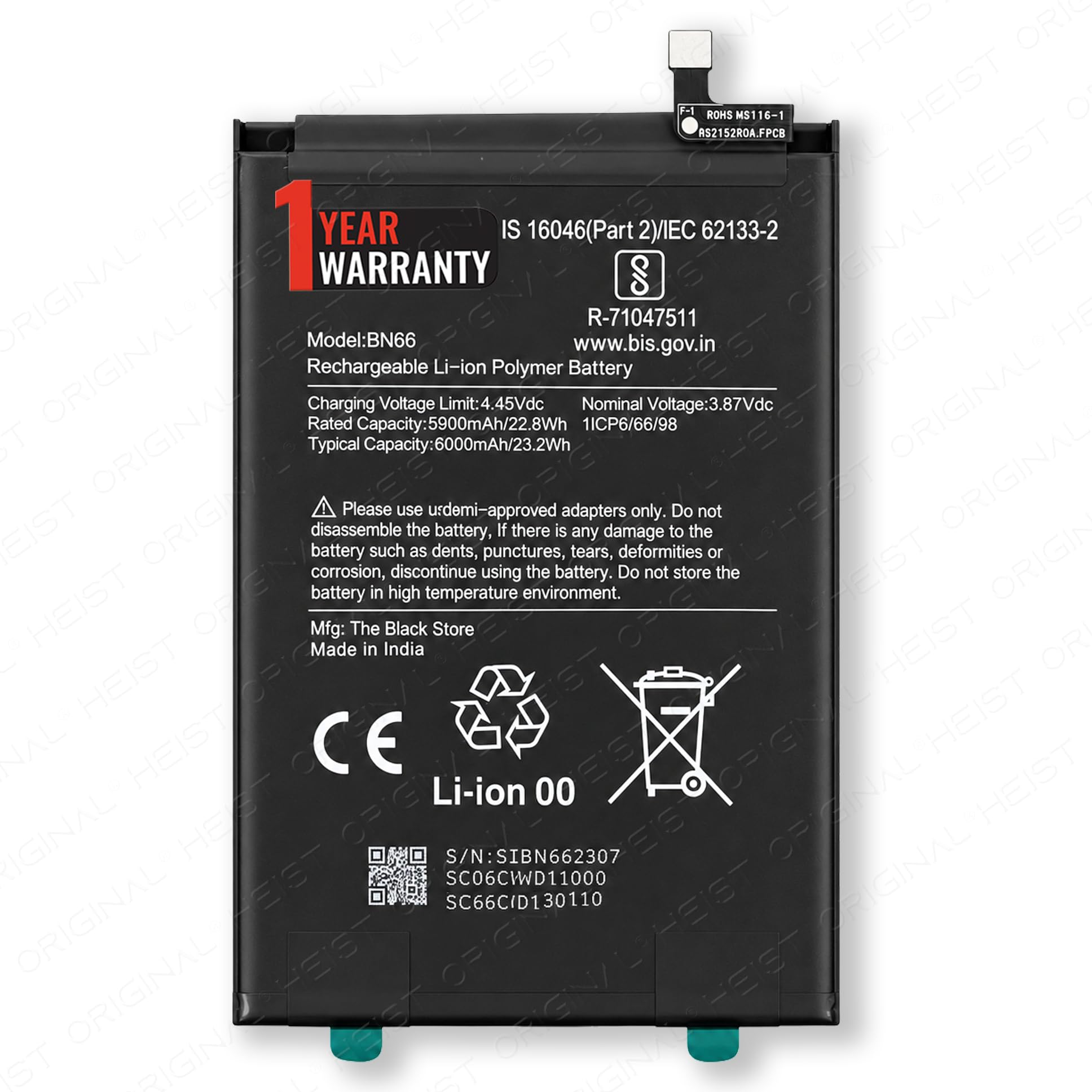 Heist Original Battery BN66 for Xiaomi Poco C40 / Redmi 10 Power