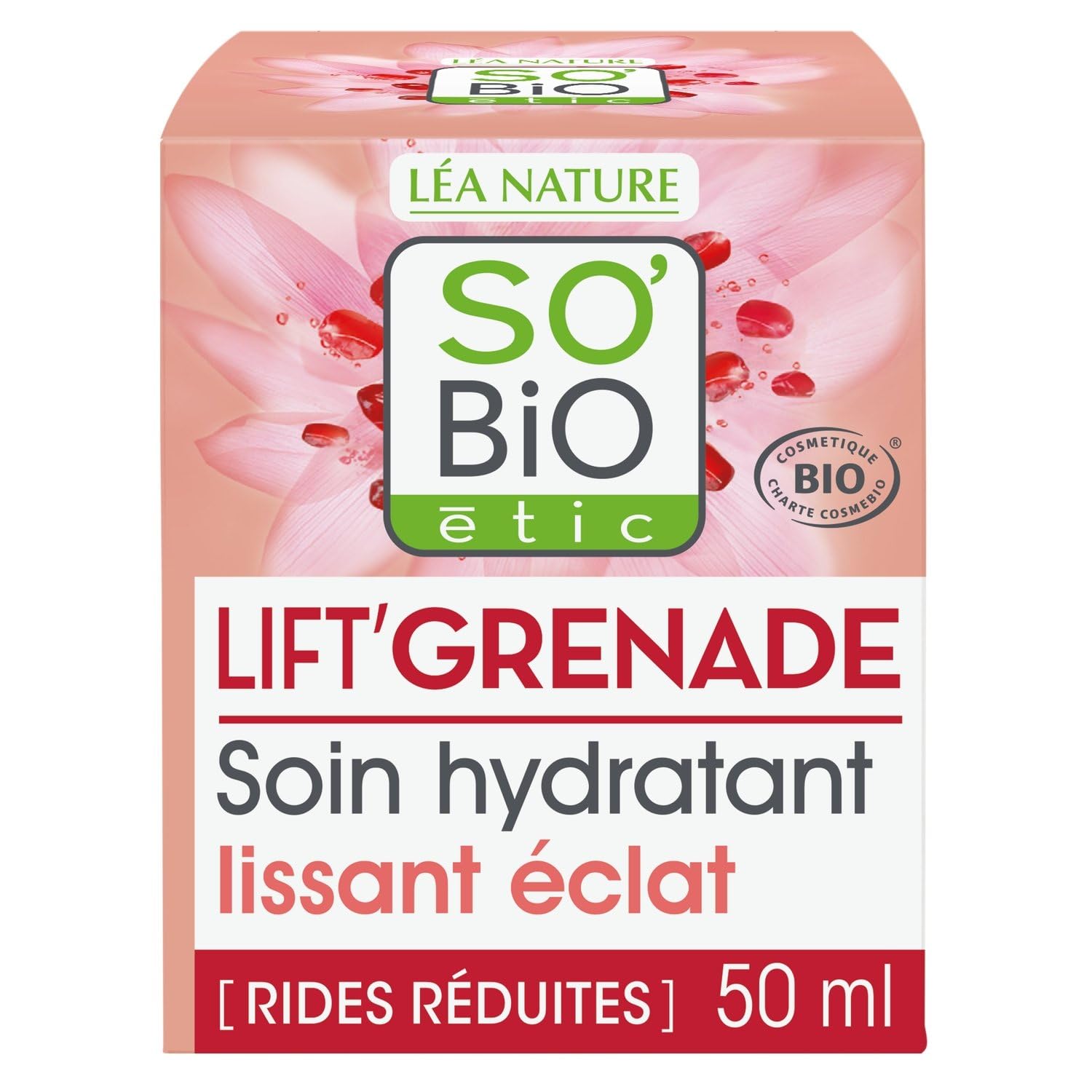 SO'BIO ETIC – Crème Visage Hydratante et Lissante, Éclat Naturel à la Grenade Bio (50 mL) - Le lot de 2