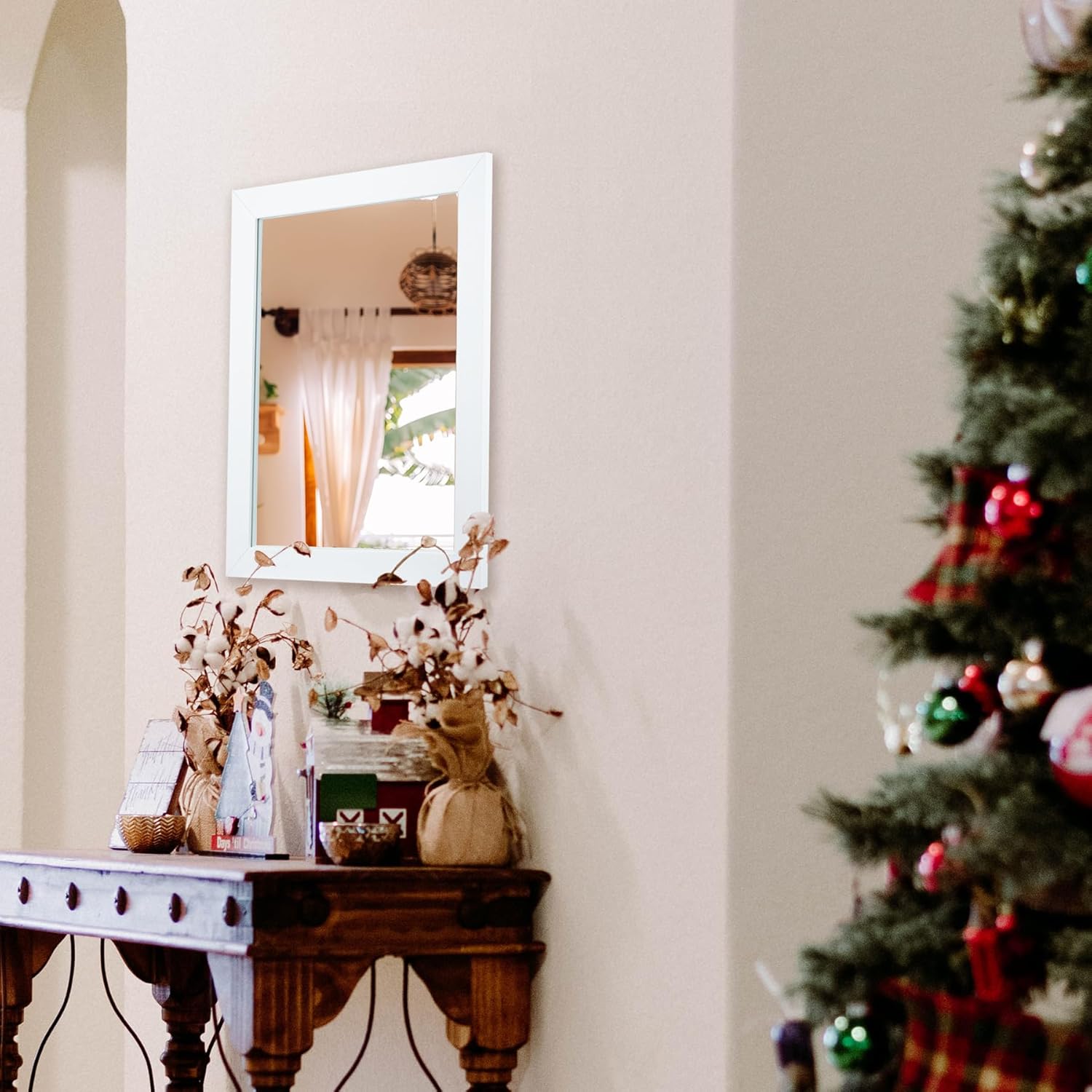 Ruomeng Rectangular Wall Mirror 16" x 20" for Bathroom, Bedroom, Entryway, Living Room, White