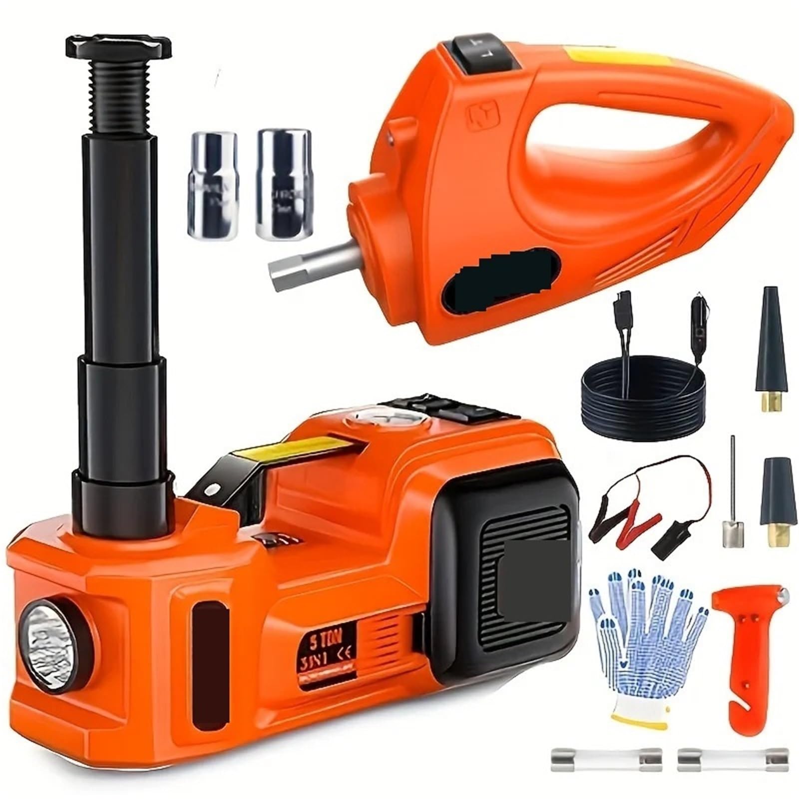 JVDDI Hydraulic Jack 5 Ton Electric Car Jack With Impact Wrench And Tire Inflator -Portable Hydraulic Lift For SUVs, MPVs, Trucks And Sedans for Vehicle SUV Van Truck Repair