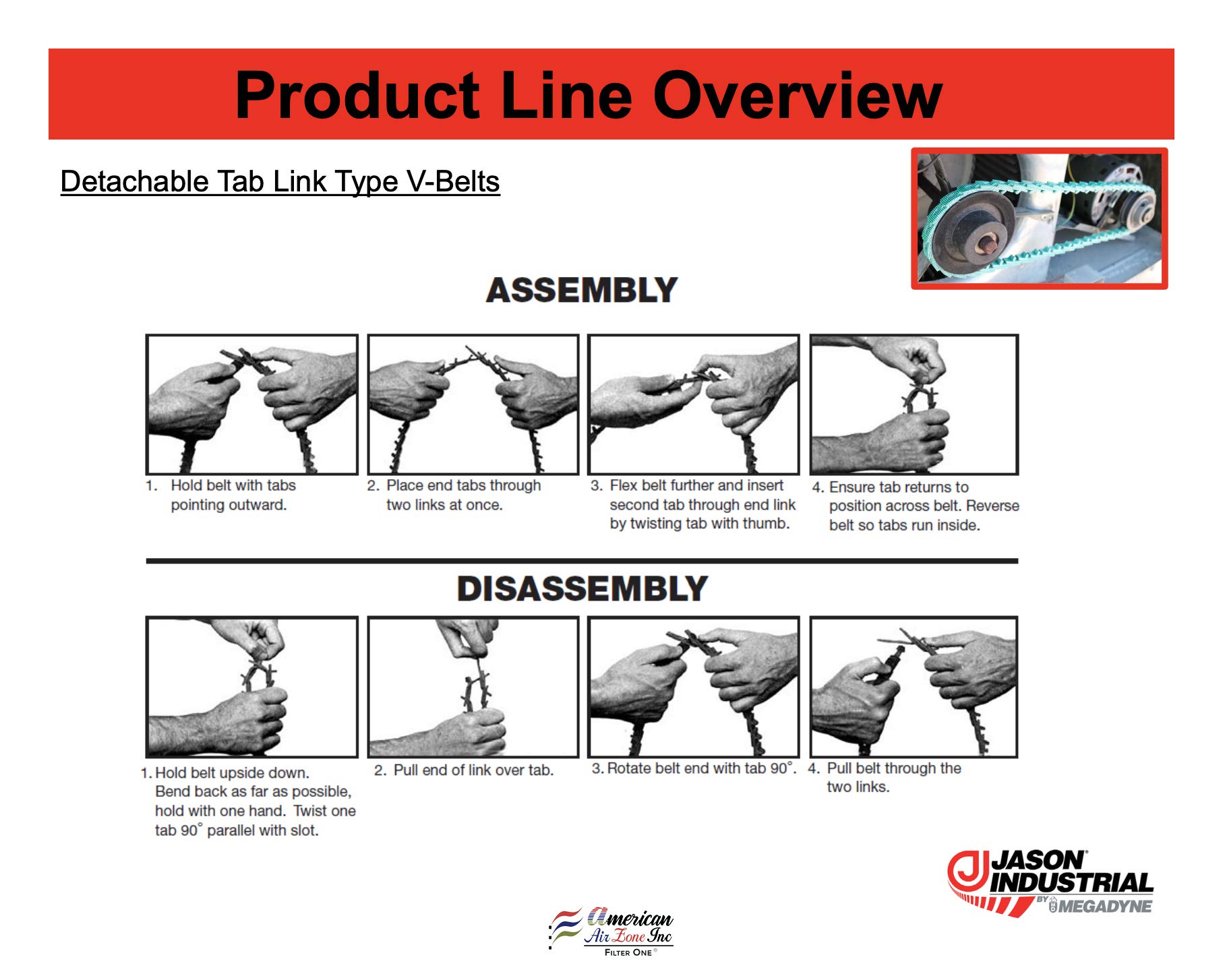 MEGADYNEJason Industrial Accu-Link V-Belt - B-Link-6 – 0.66 Inch (2132) Top Width x 6 Feet Length – Type B 5L – Adjustable Link V-Belt – Detachable Tab Link V-Belt – (Pack of 1)