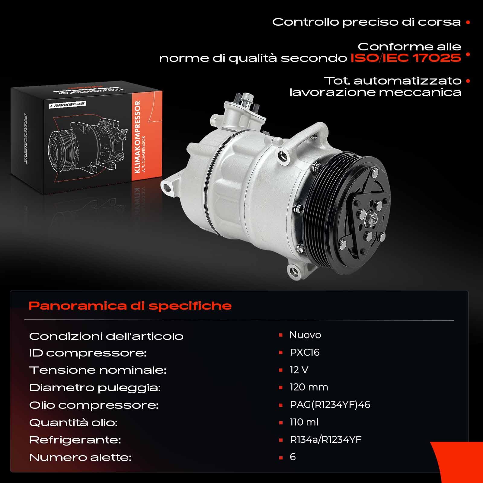 Frankberg Compressore Aria Condizionata 2-Poli Diesel Compatibile con Insignia A G09 2008-2017 Insignia A Country Tourer G09 2008-2017 Insignia A Limousine G09 2008-2017 Replace# 22861236