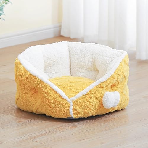 Miniatura 5 de Linda casa de gato con patrón de tejido floral, cálida cueva de gatito, cómoda base antideslizante, cojín de felpa ultra suave