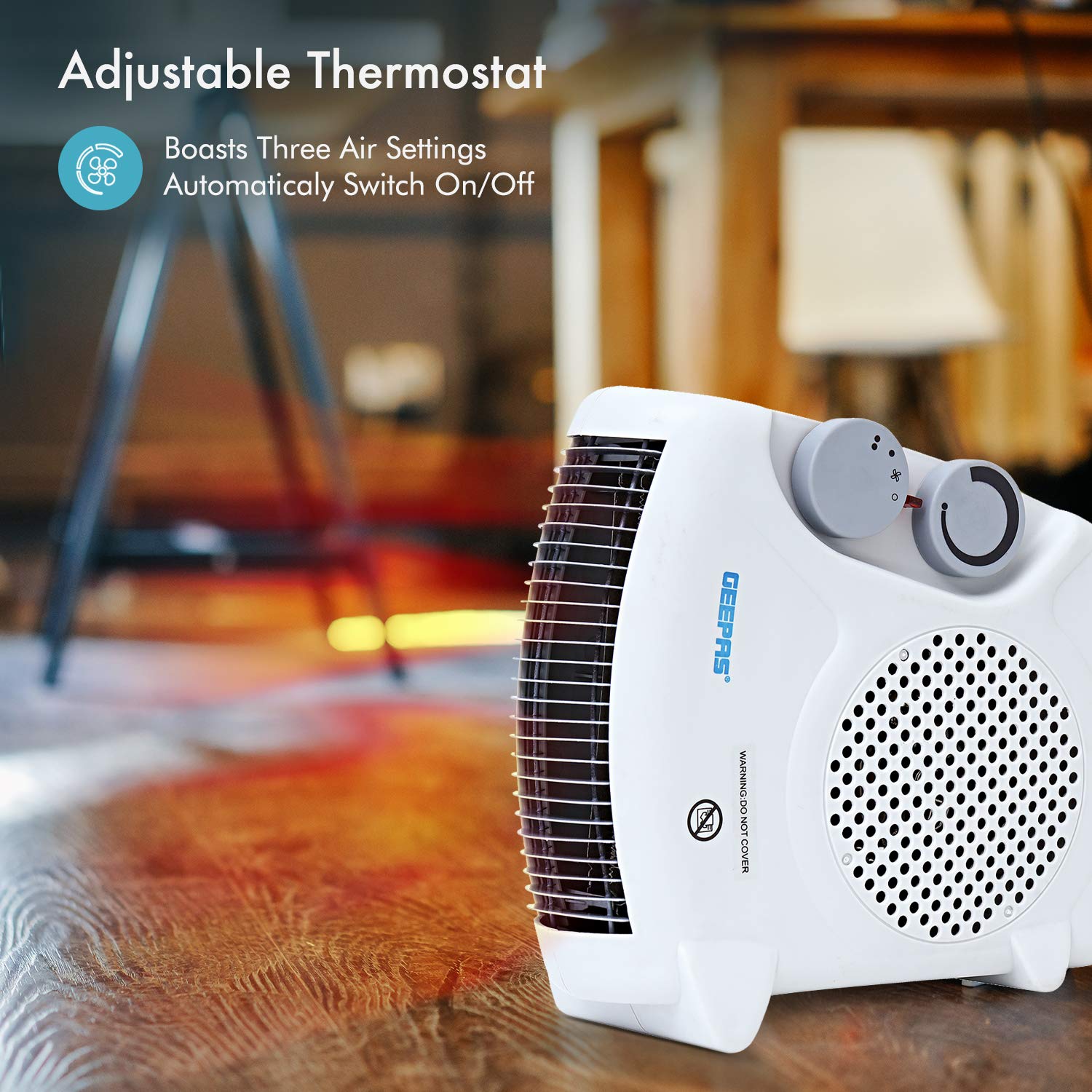 Geepas Portable Fan Heater – Upright, Adjustable Thermostat with 2 Heat  Settings 1000-2000W u0026 Overheat Protection - Lightweight Heater with Cooling  Option – 2 Year Warranty : Amazon.co.uk: Home u0026 Kitchen