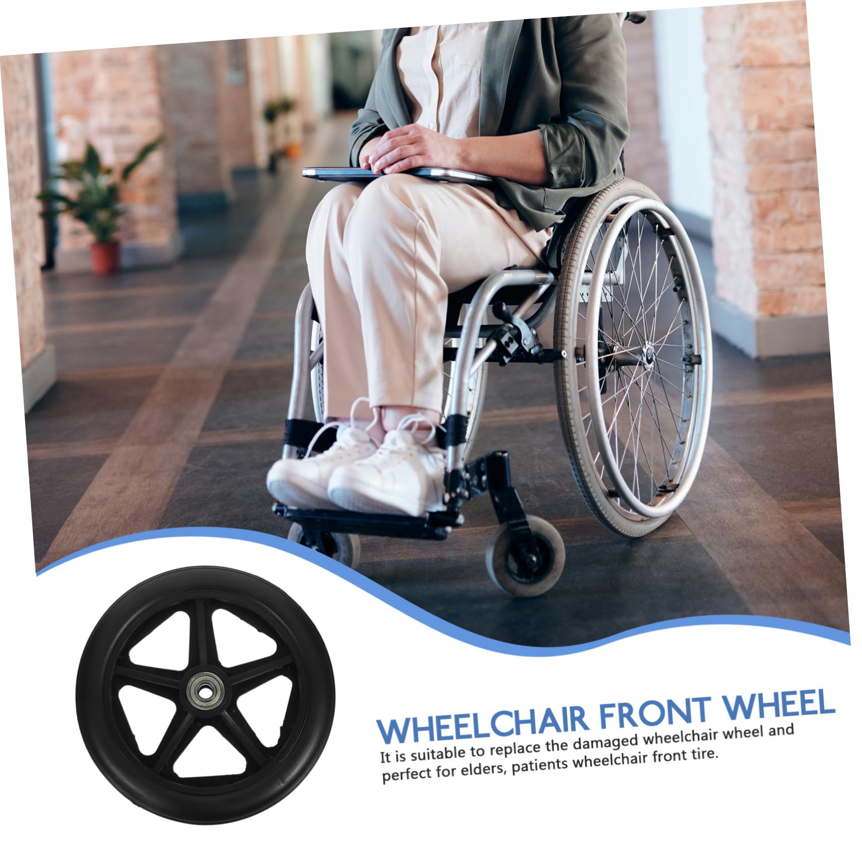 NULYLU Wheelchair Wheel Replacement Diameter Front Wheel for Wheelchair Quiet Fit Easy to Assemble
