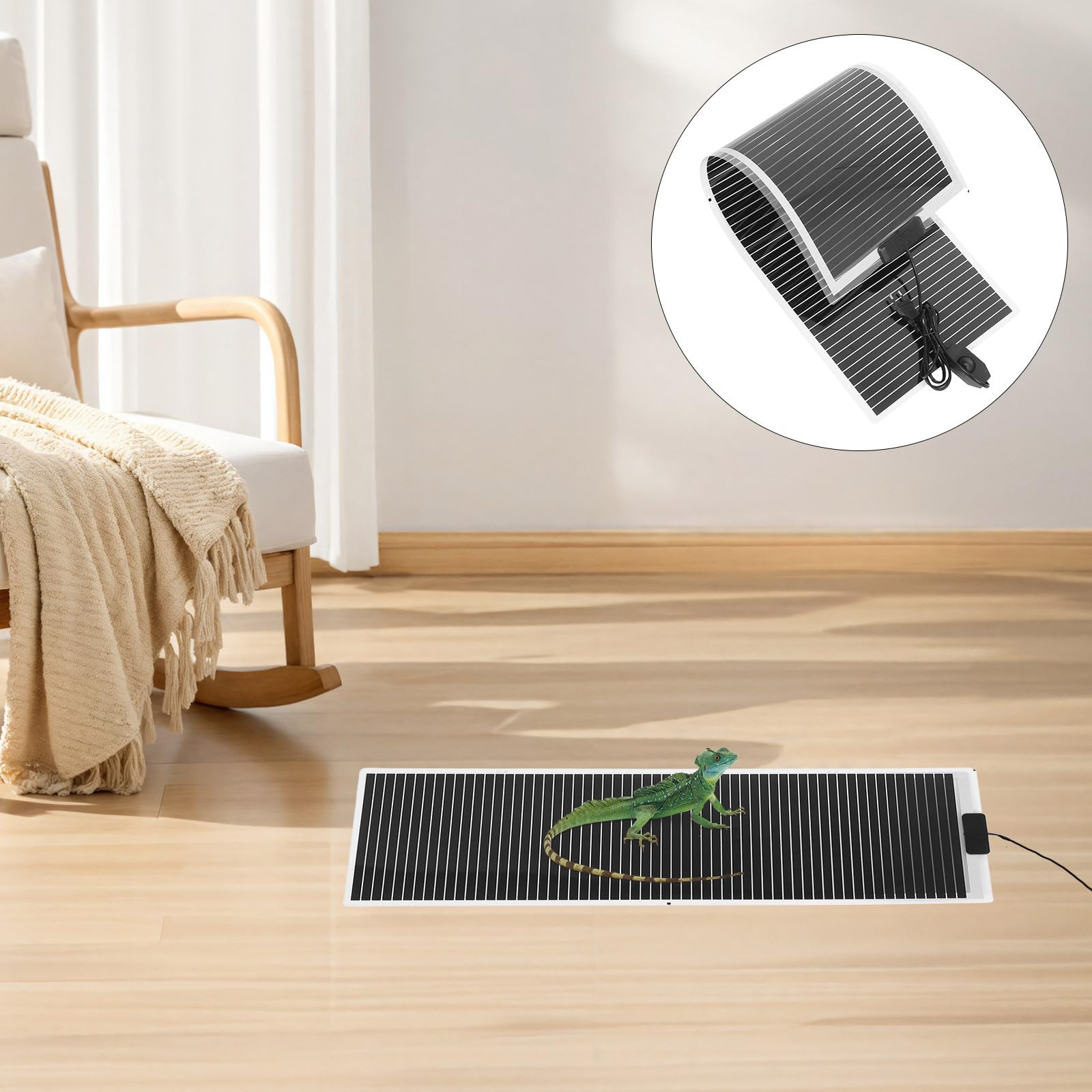 WOONEKY Almohadilla Calefactora para Terrarios de Reptiles Manta Térmica de Tortuga Ajustable 45W 28X80 CM Compatible con Envases de Vidrio con Control de Temperatura y Enchufe