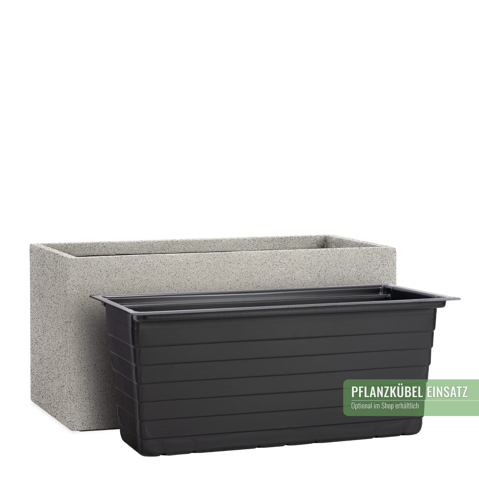 Pflanzwerk® Pflanzkübel TUB Granit Grau 40x80x40cm XXL – Rechteckig – Großer Fiberglas Blumenkübel für außen und innen - Frostbeständig - UV-Schutz – Markenqualität
