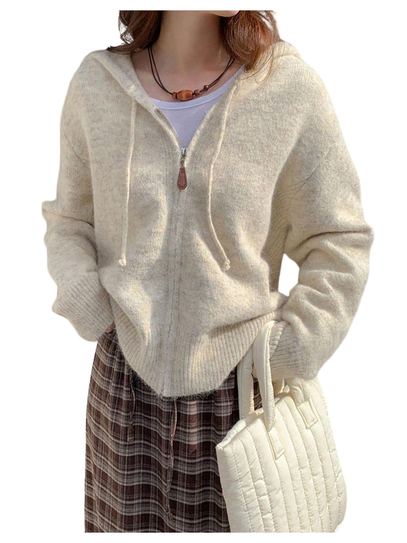 SOLY HUX Womens Hooded Zip Up Cardigan Lightweight Long Sleeve Knit Sweater Jacket Outerwear