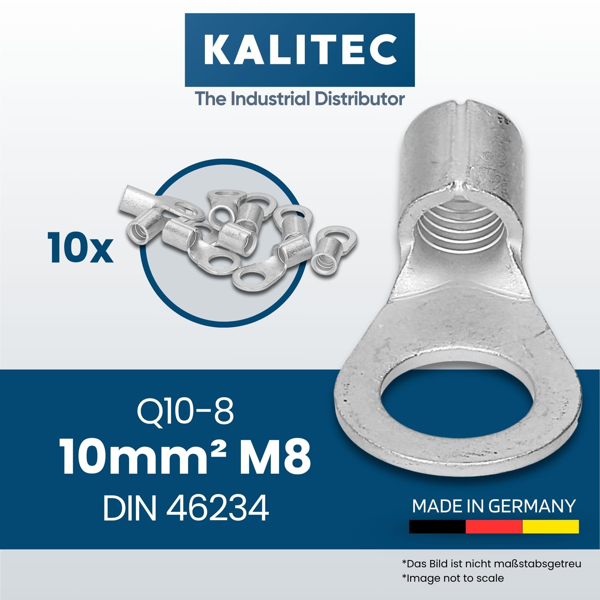 Produktbild von 10x Kabelschuh 10mm² M6 – Unisoliert, Nach DIN 46234, Für Dornpressung, Elektrolyt-Kupfer