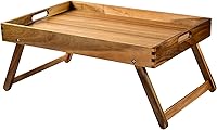 Extra Large 22x14 Acacia Wood Folding Bed Tray Table - Sturdy Breakfast Serving Tray with Legs for Bed