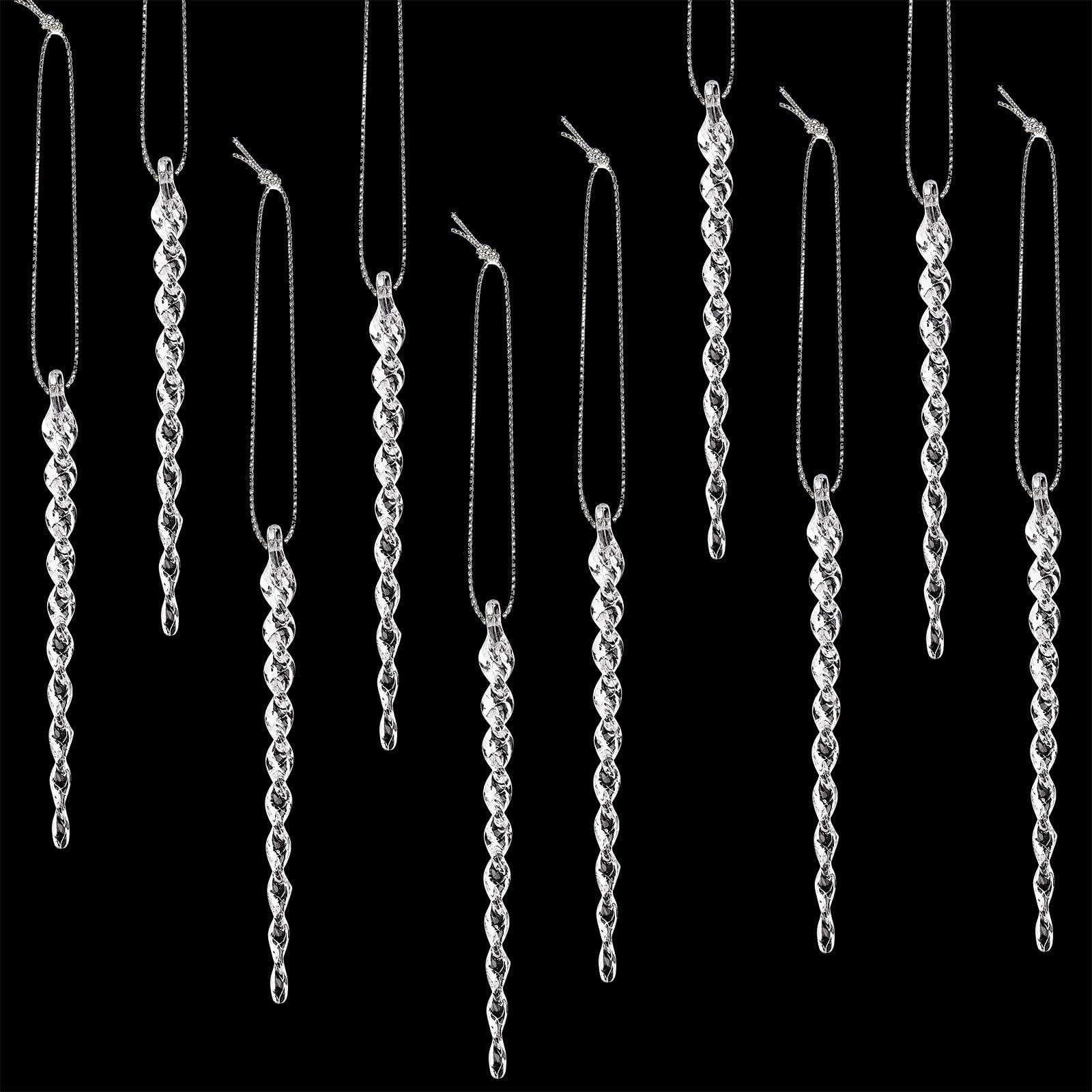 Blulu 24 Pieces Clear Icicle Ornaments Plastic Icicle for