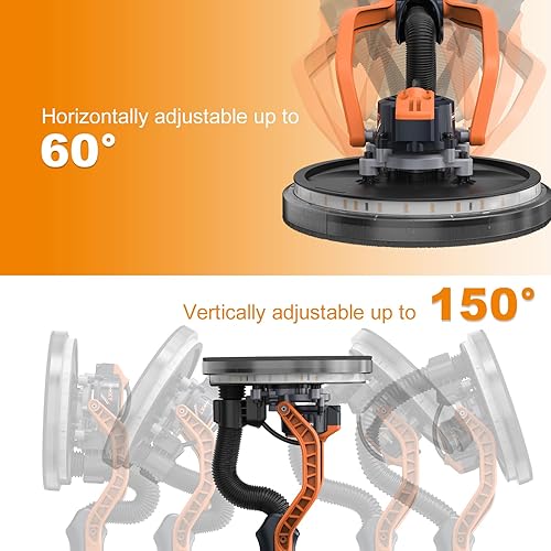Miniatura 6 de MAXXT Lijadora Orbital Sin Escobillas para Paneles de Yeso, Potente Lijadora Eléctrica de Velocidad Constante de 550W, Lijadora Plegable de 6
