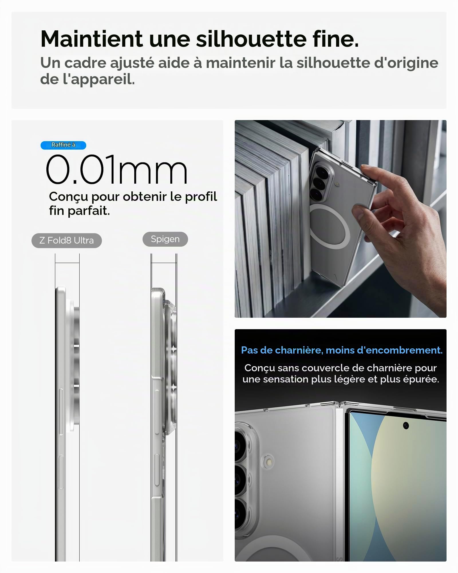 Spigen Pack Air Skin MagFit - Coque Transparente & Protection d'Écran pour Samsung Z Fold 8 Ultra