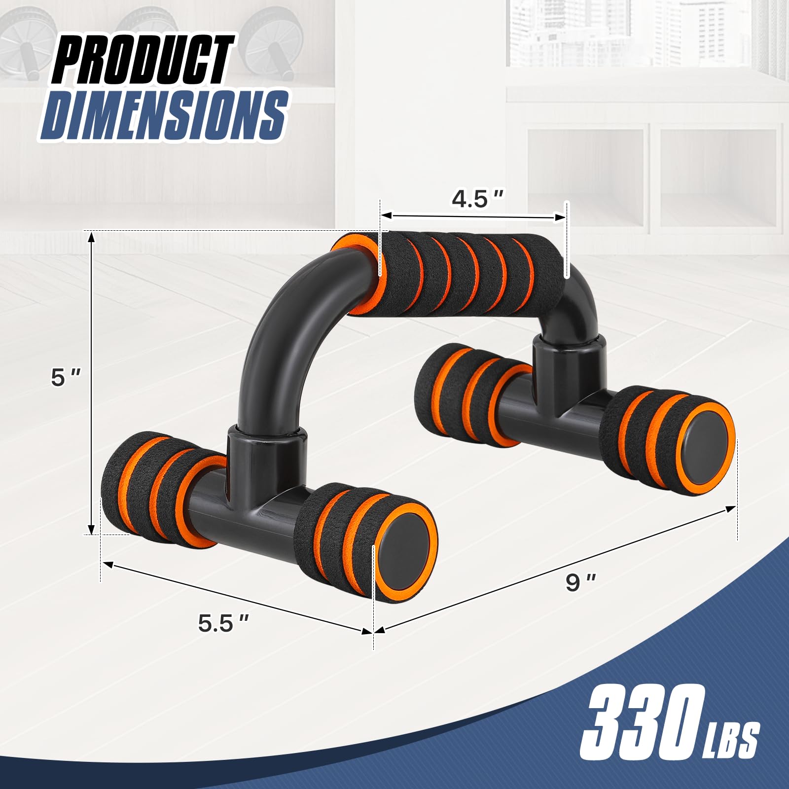 MADOG Portable Push-Up Bars with Cushioned Foam Grip – Non-Slip Pushup Handles for Home Fitness, Supports Up to 330 lbs, Black