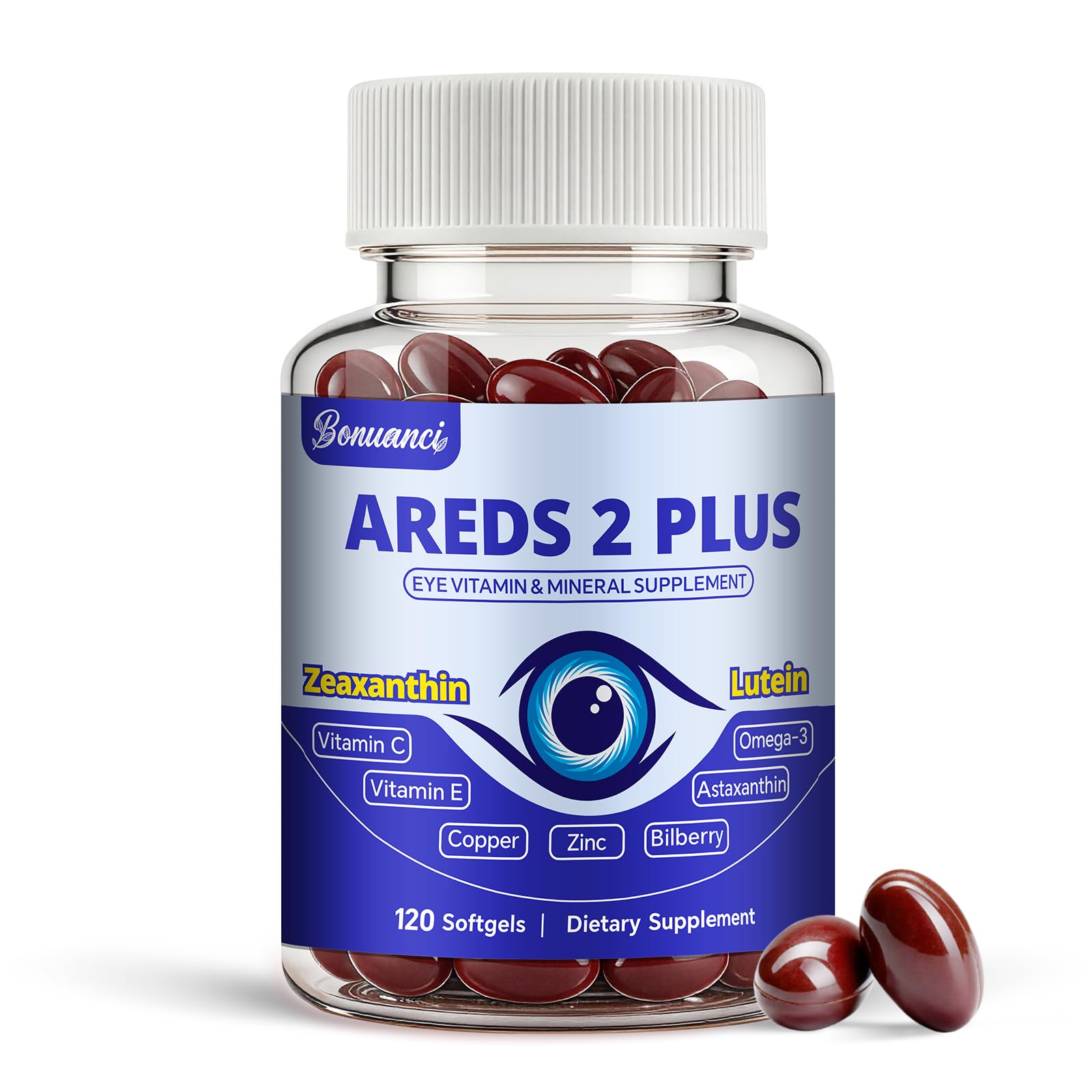 AREDS 2 Plus Eye Vitamin Lutein & Zeaxanthin Supplements, 120 Softgels 120 Count (Pack of 1)