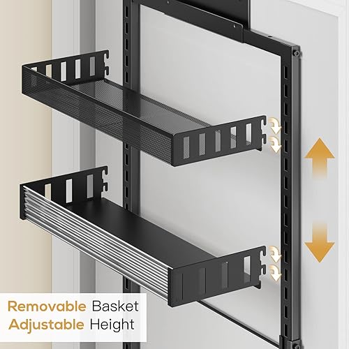 Miniatura 4 de Organizador de despensa sobre la puerta, estante grande de 6 niveles para especias de almacenamiento de pared, 2 en 1, cestas colgantes ajustables