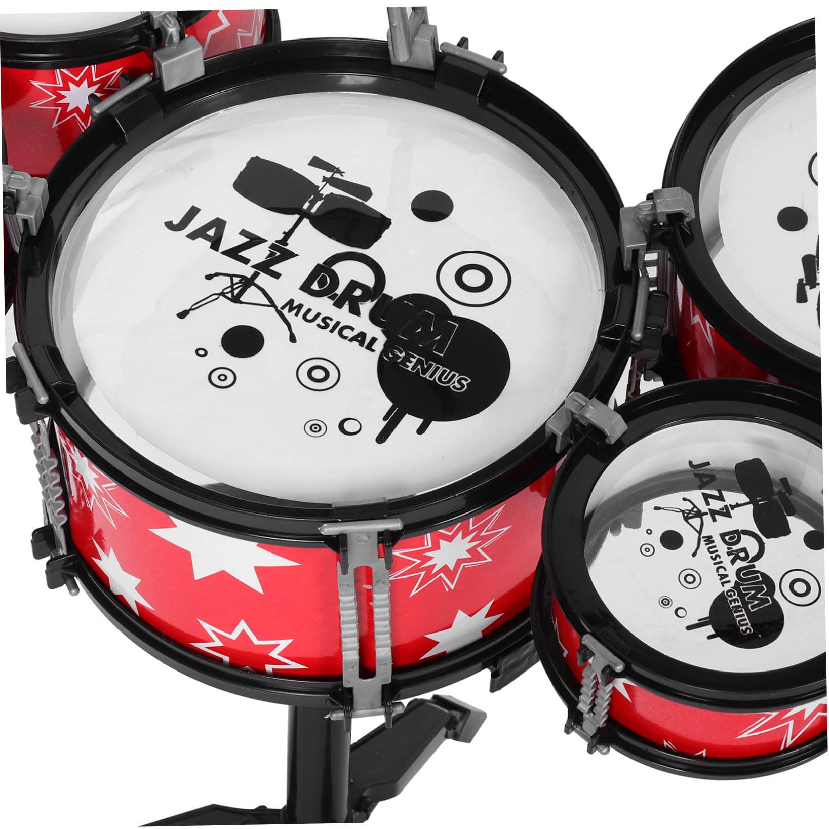 ORFOFE Set di Batterie Musicali per Bambini in Plastica Rossa, Giocattolo Multifunzionale per Bambini e Neonati, Strumento Musicale per Sviluppo Precoce e Interazione Genitore-figlio