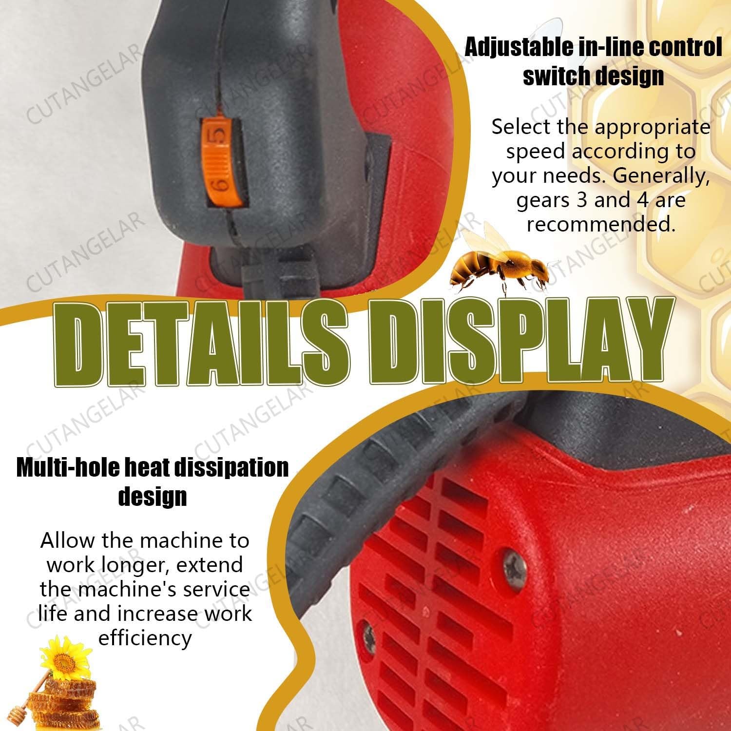 Vibrador eléctrico para m-arcos de colmena, inalámbrico, 2700 r/min, batería de litio, recargable, motor sin escobillas de 150 W, removedor de abejas,para apicultores y granjas(Red)