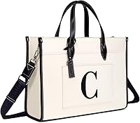 Vista 17 de TOPDesign Initial 15.6" Laptop Tote Bag for Women, Personalized Canvas Work Purse, Business Briefcase & Office Handbag