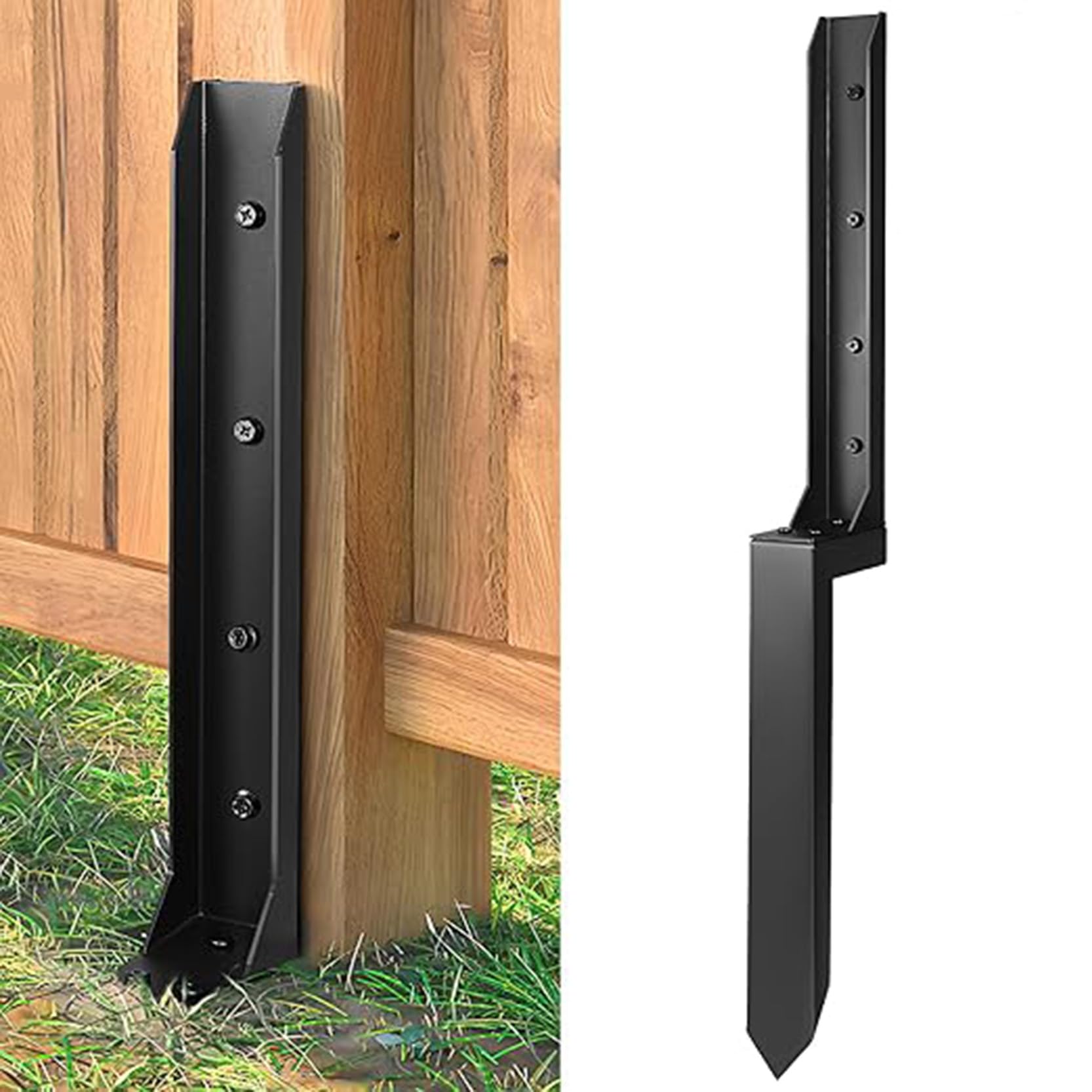 GOUZIBHD Heavy Duty Fence Post Repair Kit Steel Fence Post Anchor Ground Spike Fence Post Repair Stake for Repairing Tilted or Broken Wooden Posts,for Mailbox Deck Railing
