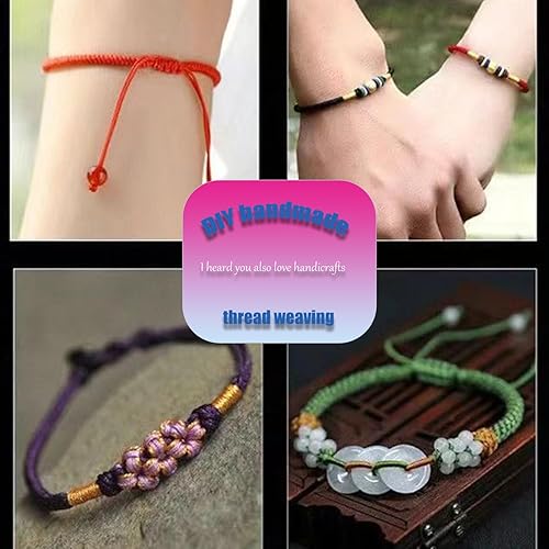 Miniatura 7 de Cordón de nailon de 109 yardas de 0.039 in para abalorios chinos de macramé, pulsera de amistad, fabricación de joyas (rojo)