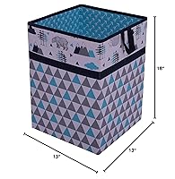 Vista 9 de Bacati Woodlands - Cesta plegable de algodón para niños, color aguamarina/gris