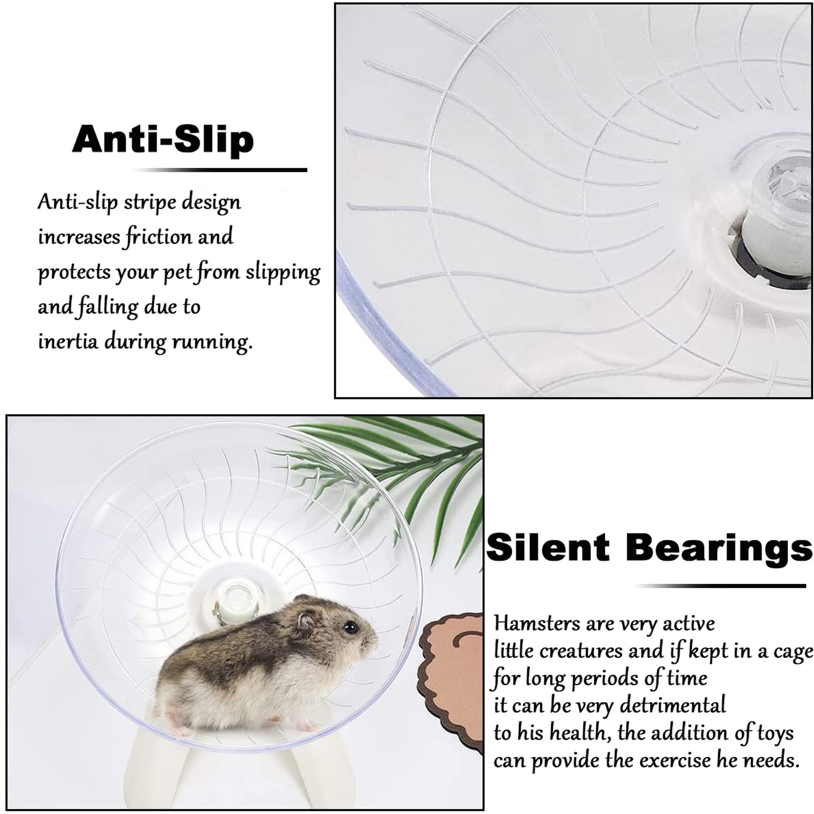18cm Mute Hamster Fliegende Untertasse, 7 Zoll Hamster Fliegende Untertasse, Geräuschloses Rad für Kleintiere Flying Saucer Nager, für Nager, Lgel, Meerschweinchen, Kleine Haustiere, Weiß