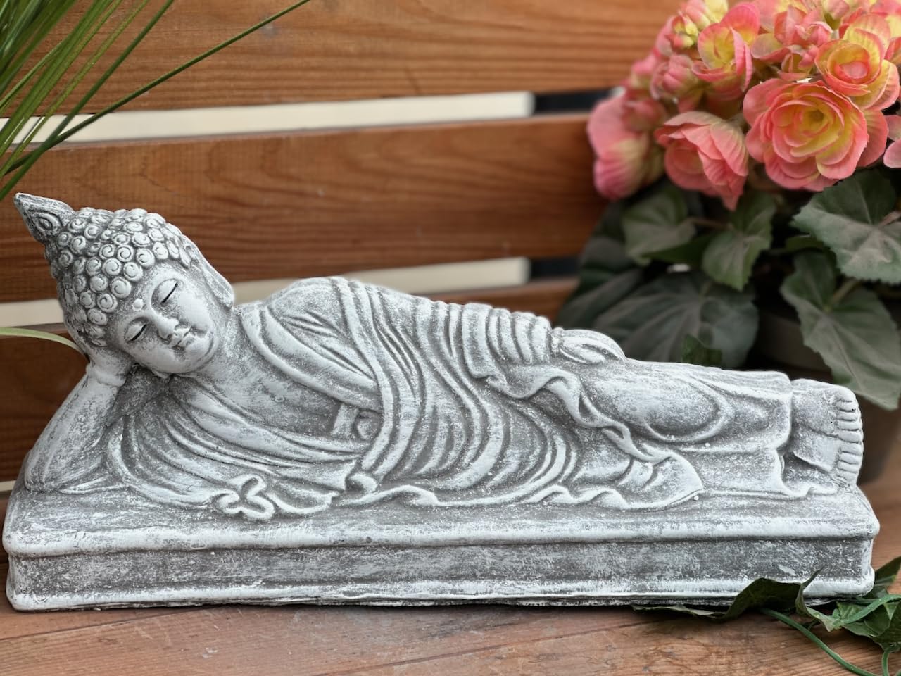 stoneandstyle Figura in pietra Shiva sdraiata, resistente al gelo, larghezza circa 33 cm