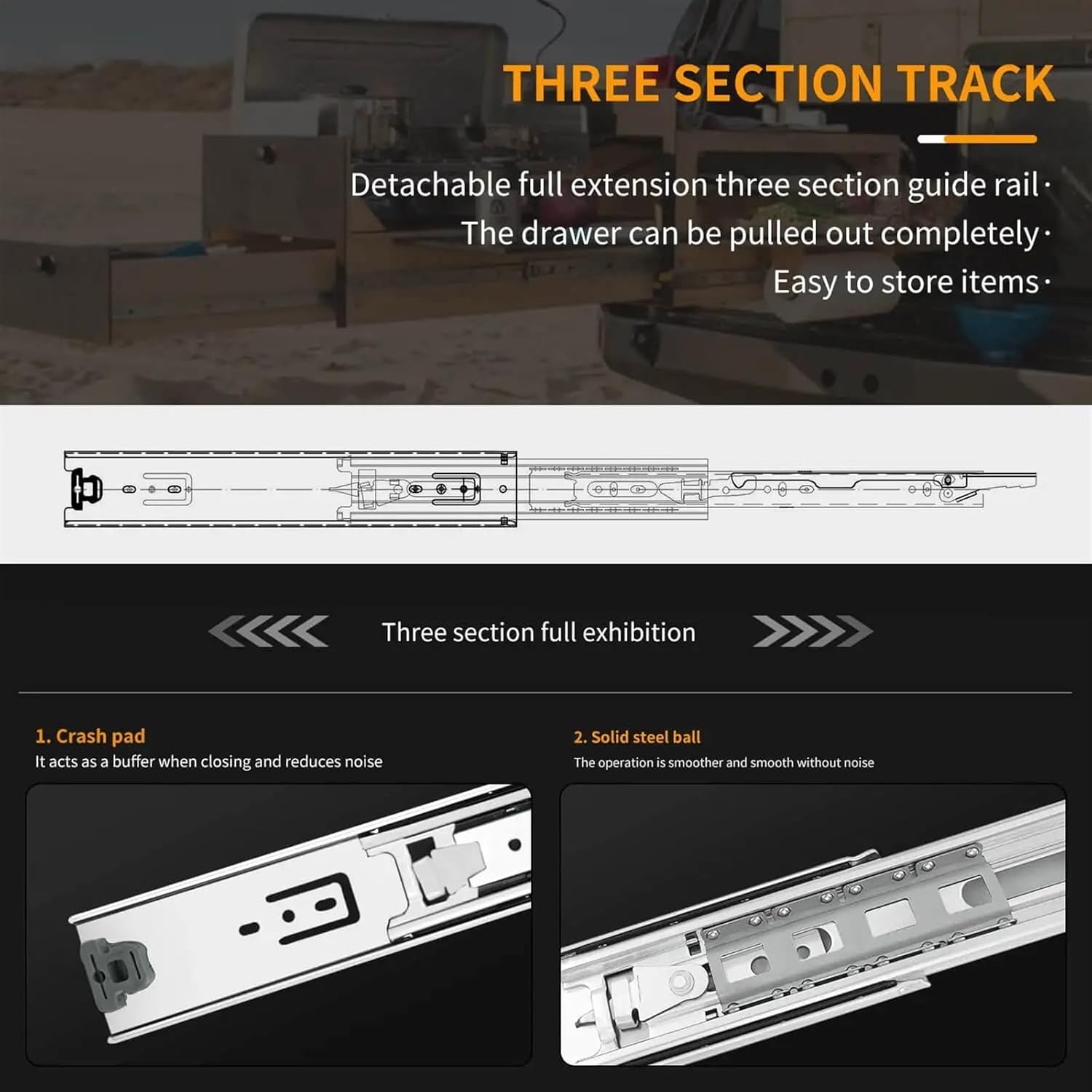 Side Mount Cabinet Runners Glides with Lock Heavy Duty Drawer Runners Fully Extension(40inch(1000mm))