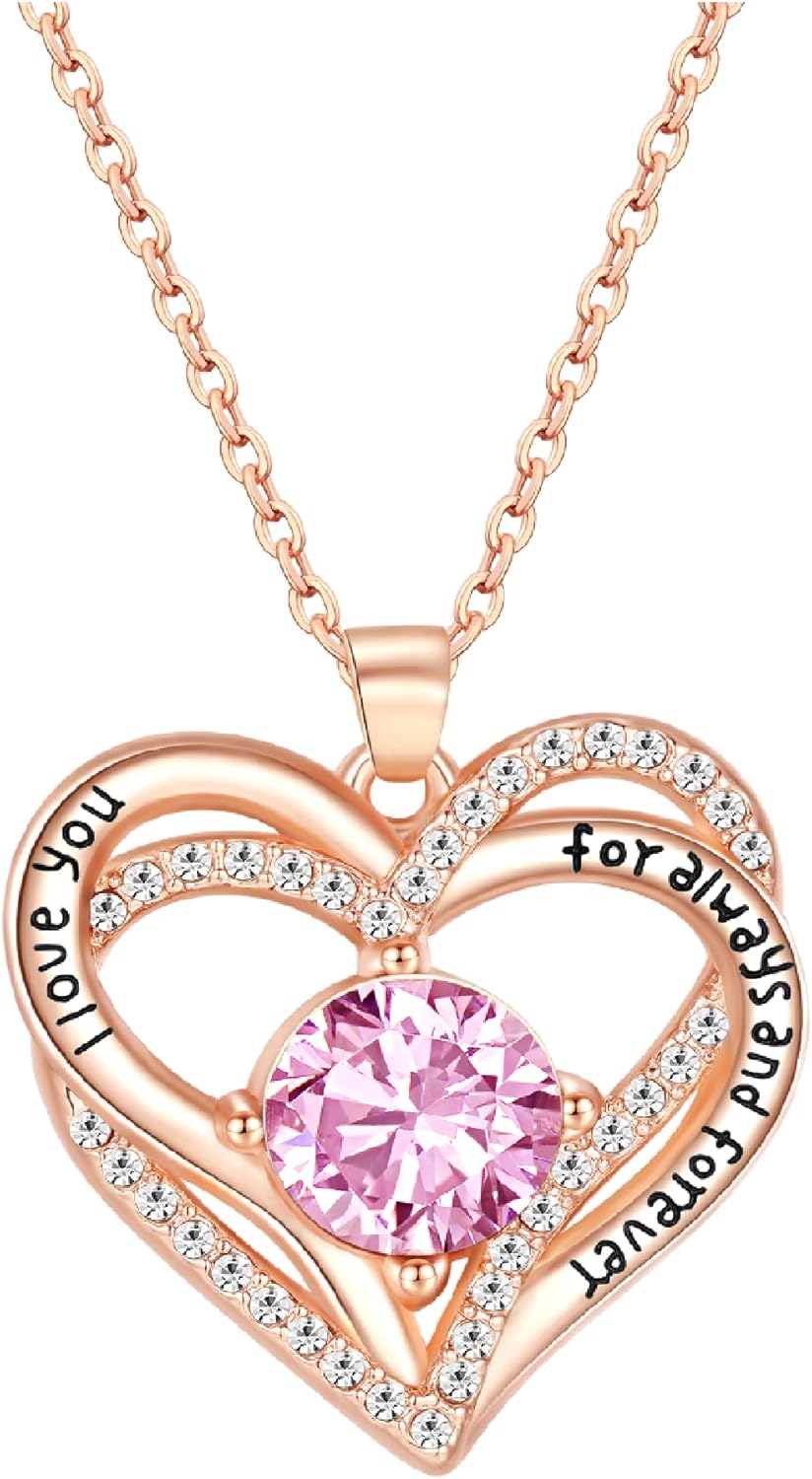 Kruckel Birthstone Necklace with Red Rose and LED Lights – Premium Gift Package for Mom, Girlfriend Birthday Gifts, Gift for Grandma Birthday, Necklace for Girlfriend