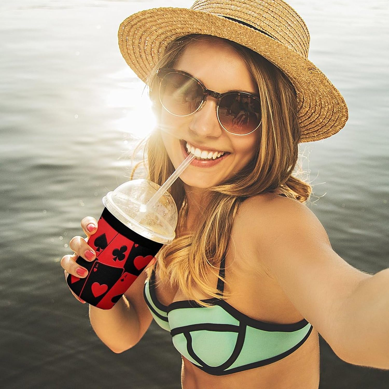 3 Pack Neoprene Cup Sleeves, Stretchy Reusable Drink Cup Cover Universal