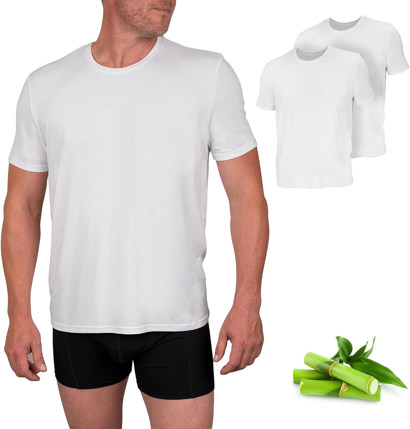 Basic Treasure 2er Pack Unterhemd Herren, Tank Top Männer, Extra weich Bambus Baumwolle, Unterhemden Herren Schwarz oder Weiß - Amazon product rated Grade B