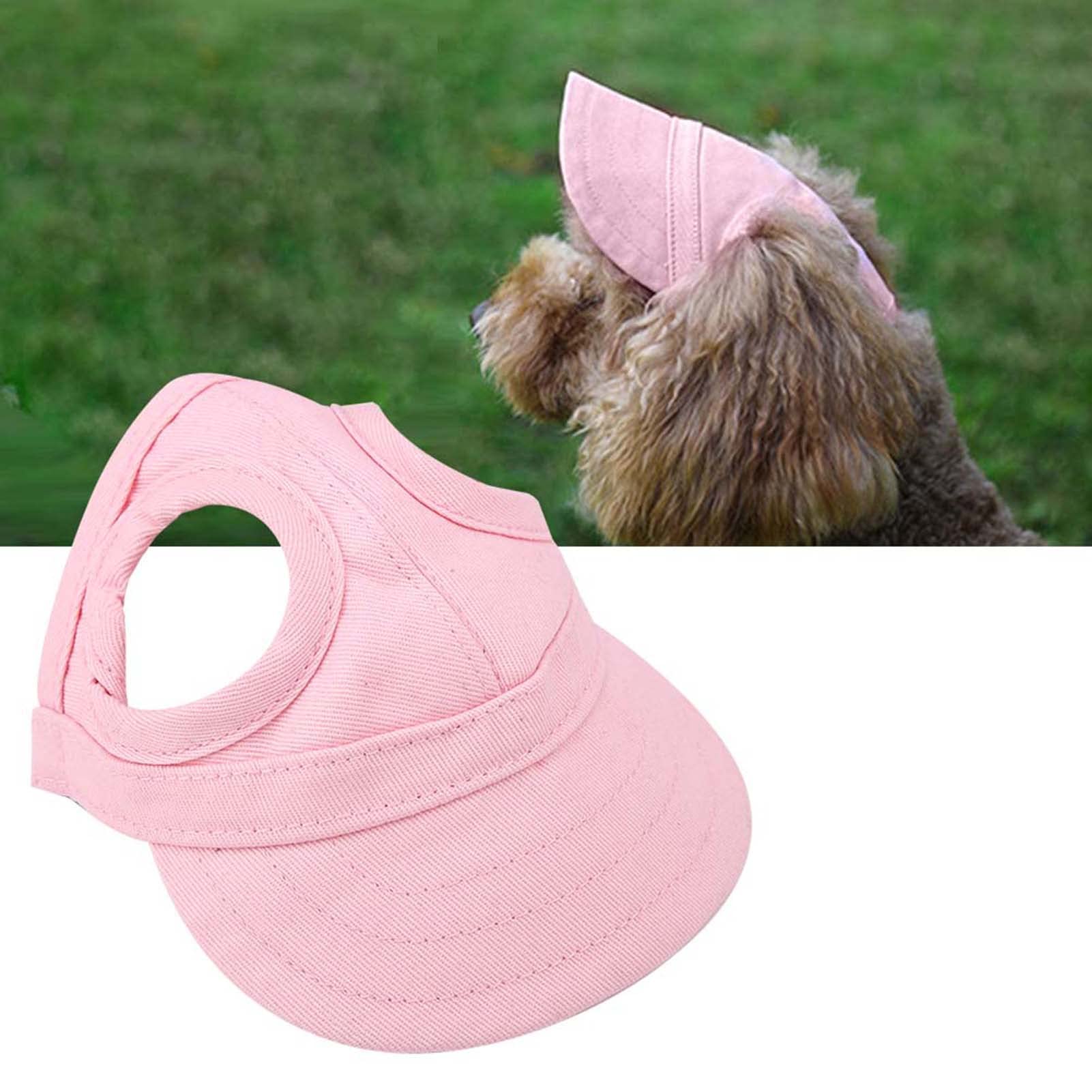 Casquette Baseball pour Petit Chien Réglable, Chapeau de Soleil d'Été avec Trous pour Oreilles, Chapeau de Voyage pour Chats et Chiens, Rose, Taille M