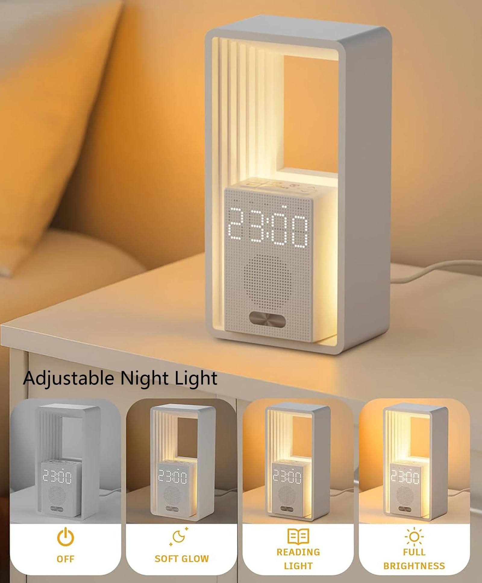 Despertador Inteligente con Luz De Amanecer, 9 Sonidos Relajantes Simulados, Puerto De Carga USB, Niveles De Brillo Ajustables y Función De Repetición De Alarma