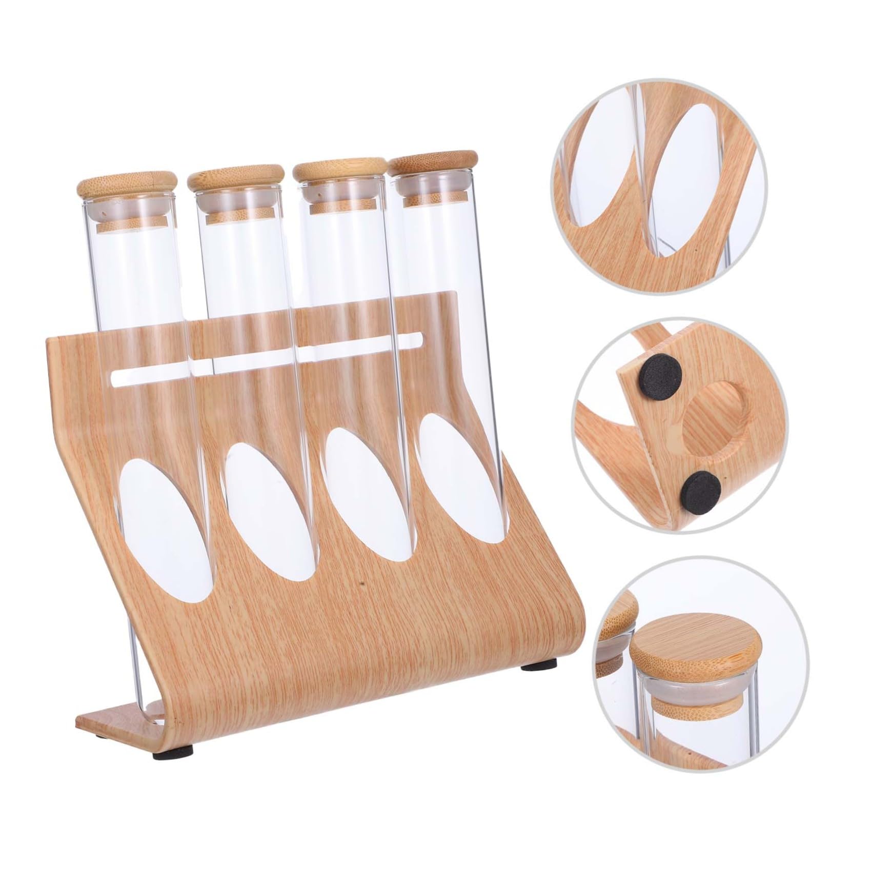 Behälter für Kaffeebohnen 1 Satz Holz Silizium, Reagenzglas Ständer | Klare Röhren, für Tee und Gemahlene Gewürze, Geeignet für Cafés und Restaurants