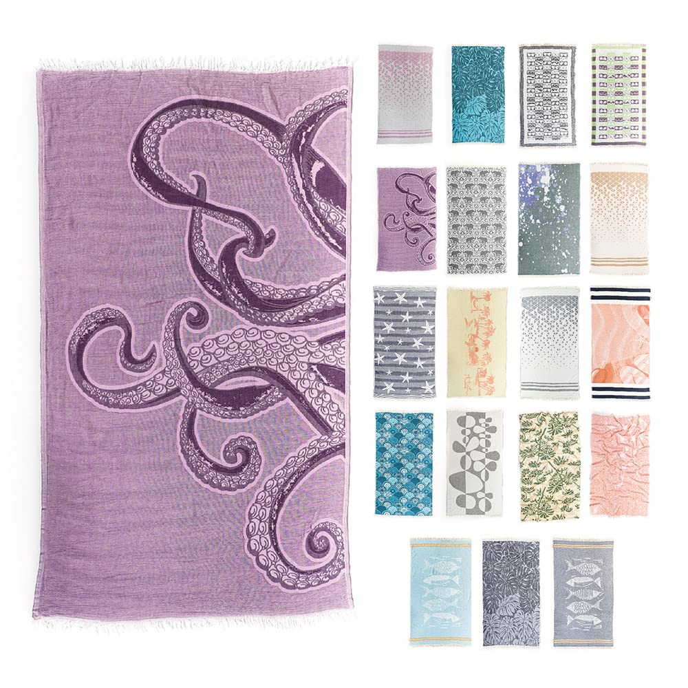Hencely Beach Towels, 100% Cotton Soft Turkish Large Beach Towel 37 x 68 Inches for SPA, Beach, Pool, Gym and Bathroom (Octava)