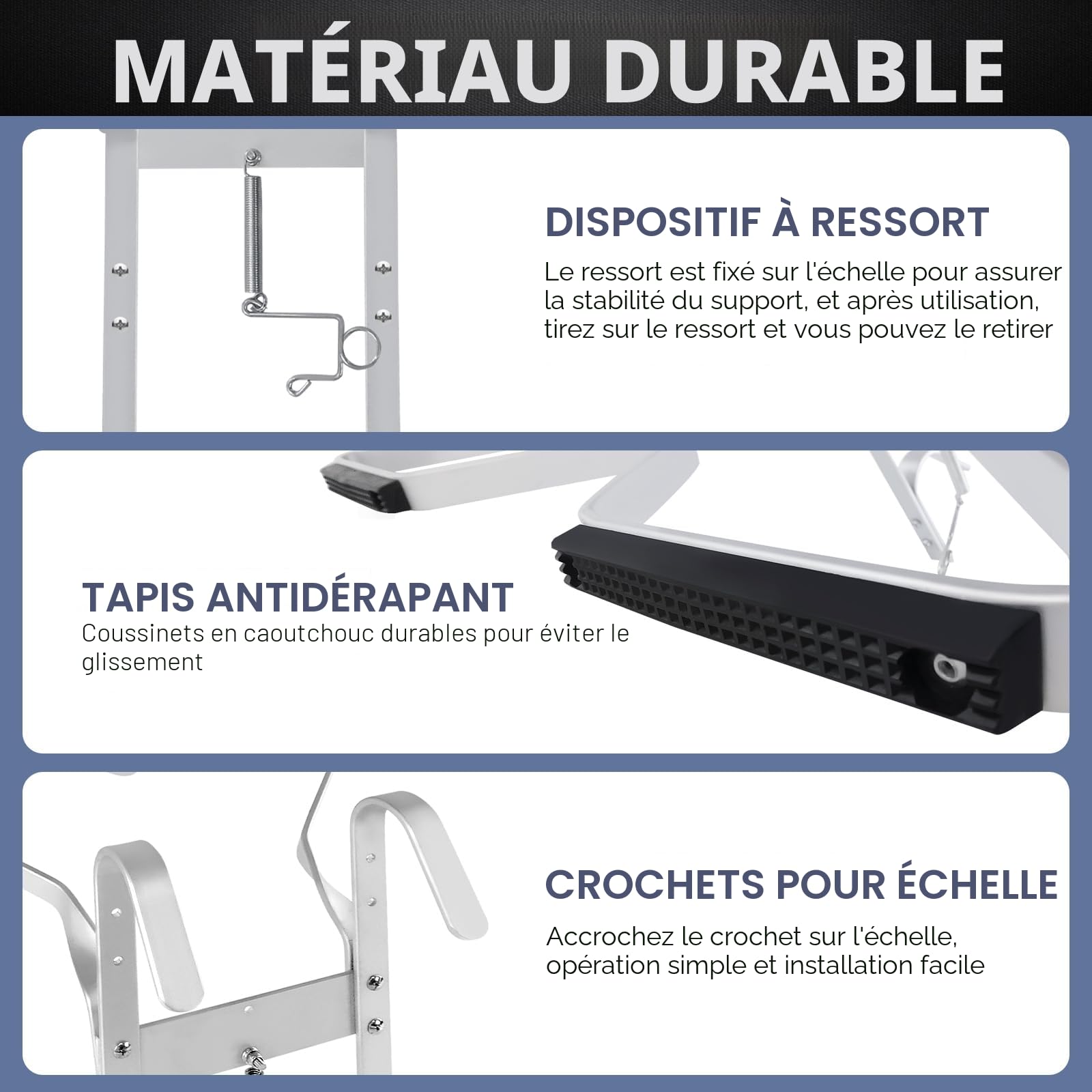Écarteur d'échelle, accessoires d'échelle, antidérapant, coulissant latéralement, universel pour échelles d'extension, toit polyvalent, fenêtre plate