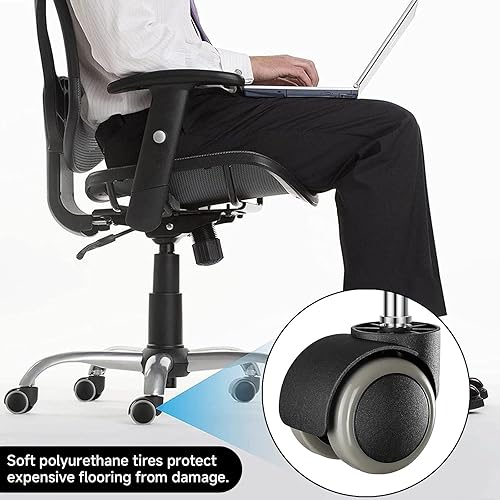 Miniatura 6 de YIOVVOM - 5 ruedas de repuesto para silla de oficina de tamaño estándar universal de 2 pulgadas 0433in para proteger el suelo ruedas de plástico