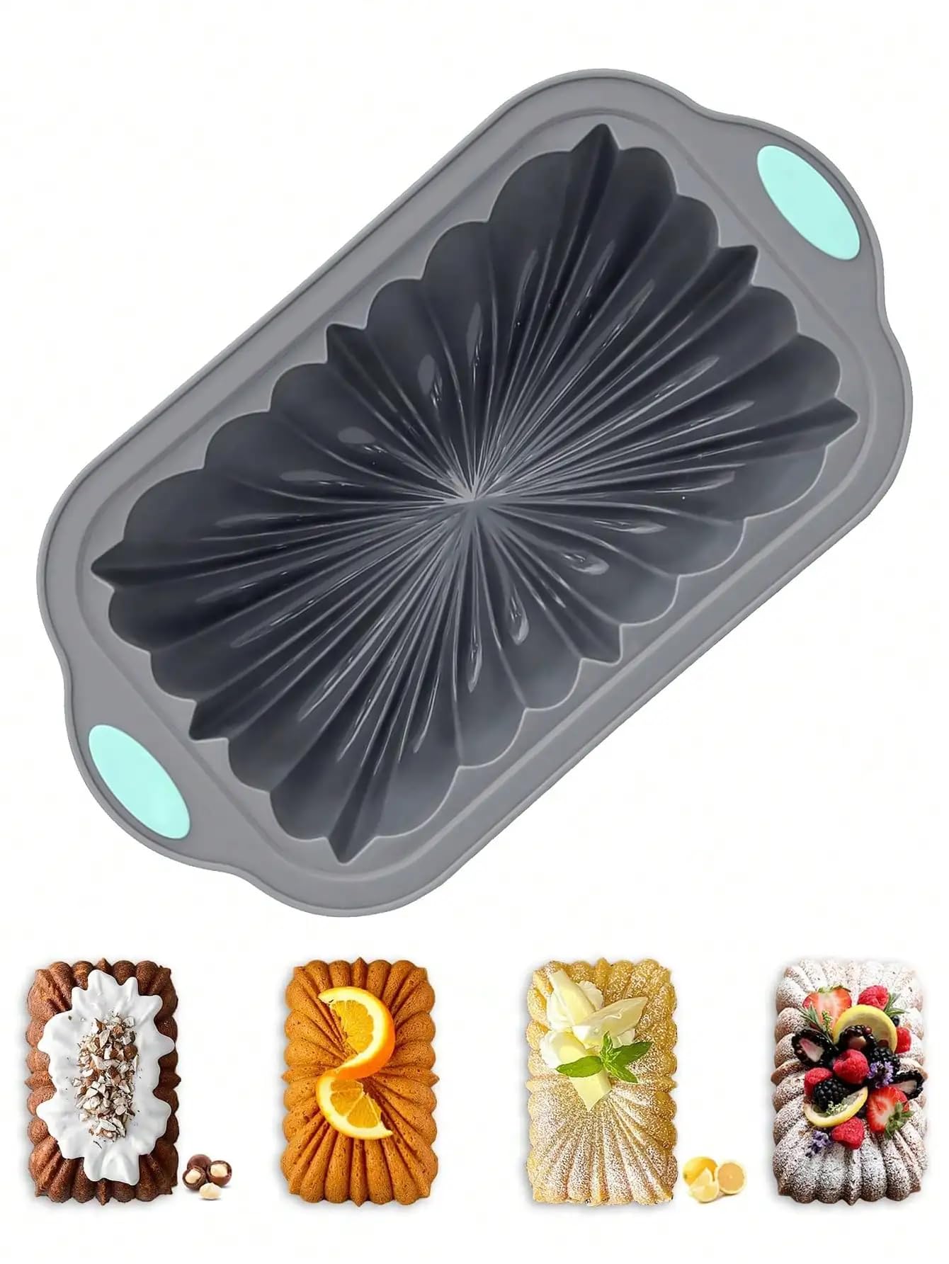 Leeseph Rectangle Cake Mold 3D Cake Mold Baking Loaf Tool Pastry Baking Silicone Toast Cake Tray Cake Bread Baking Molds