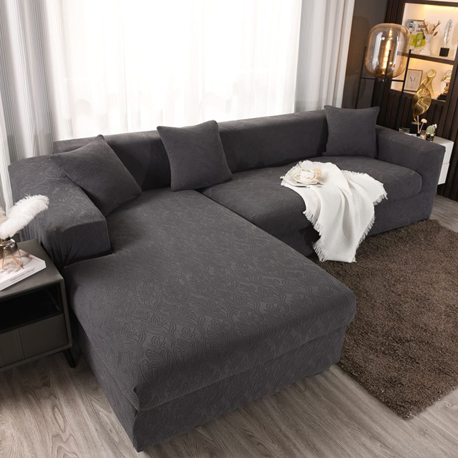 Housse de canapé extensible pour meuble 1 place, protection de salon grise