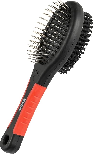 Murr Double Sided Pet Grooming Brush | 2 in 1 Soft Pin&Bristle | Cat Comb for Gentle Hair Removal and Grooming
