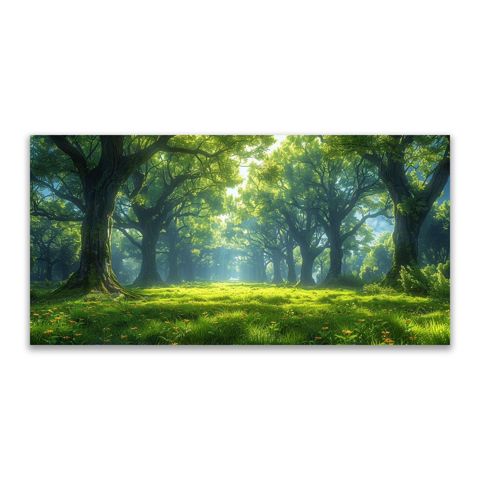 JOSUE Landscape Canvas Wall Art Natural Forest Canvas Family Wall Art,Green,grey Wall Painting For Living Room Bedroom Dining Room-50x100cm Unframed